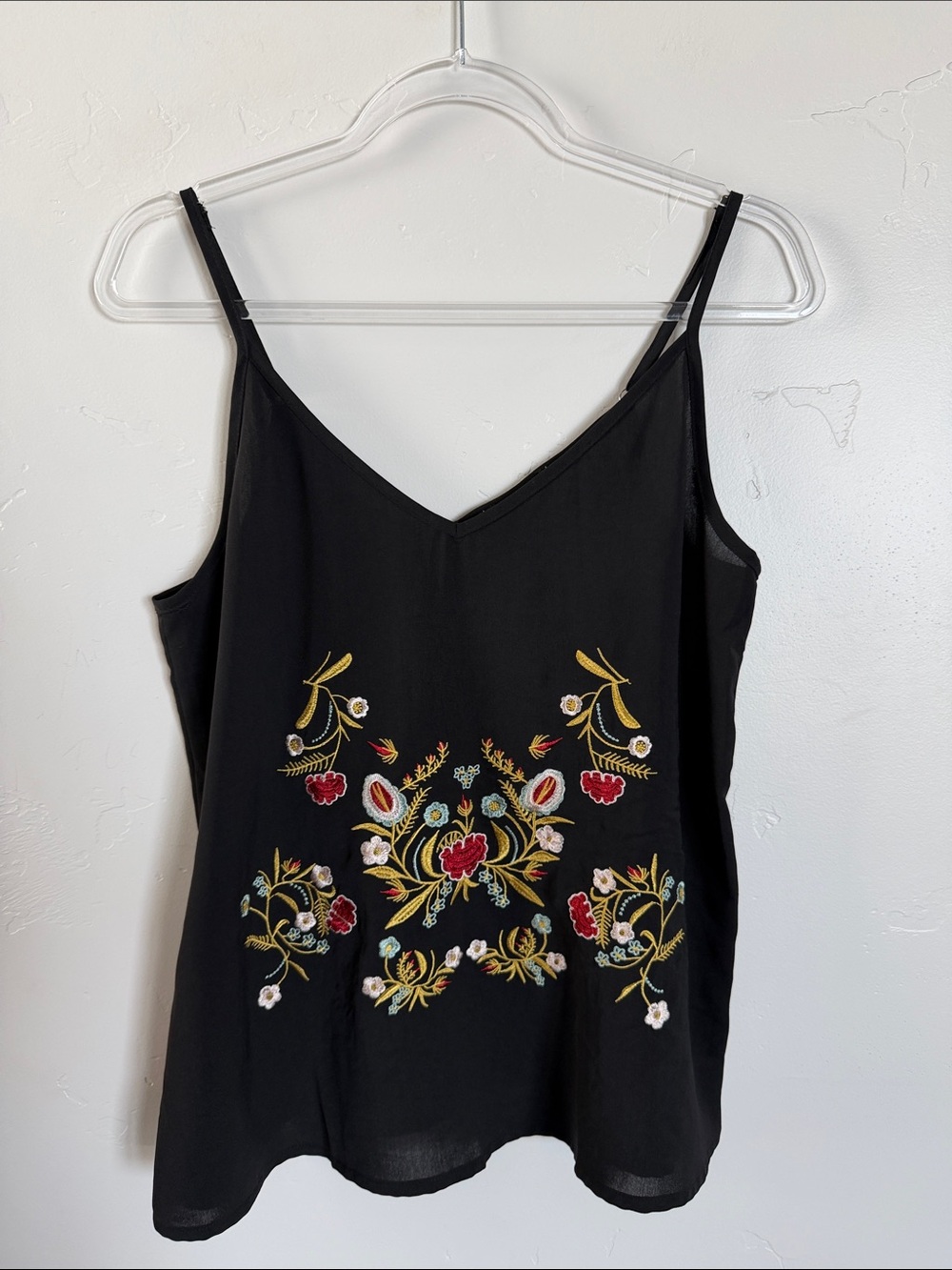 Black Floral Embroidered V-Neck Camisole by J.Crew